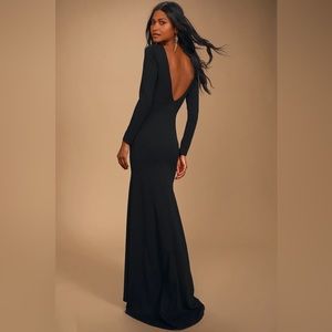 Lulus Wait For Me Black Long Sleeve Maxi Dress